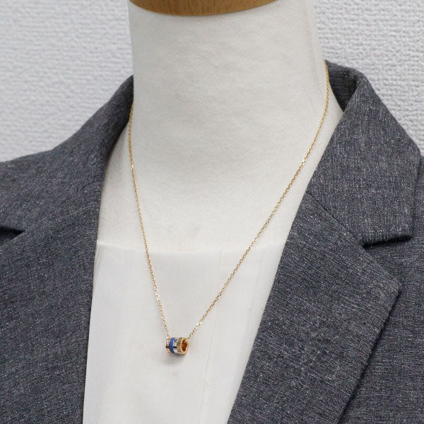 ブシュロン ブルーPVD/ K18YG/WG/PG ダイヤモンド ペンダントネックレス キャトル ブルー スモール