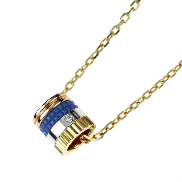 ブシュロン ブルーPVD/ K18YG/WG/PG ダイヤモンド ペンダントネックレス キャトル ブルー スモール