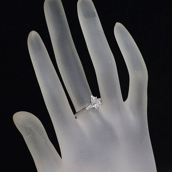 ハリーウィンストン Pt950 ペアシェイプ ダイヤモンド リング 1.08ct D VVS1 クラシック