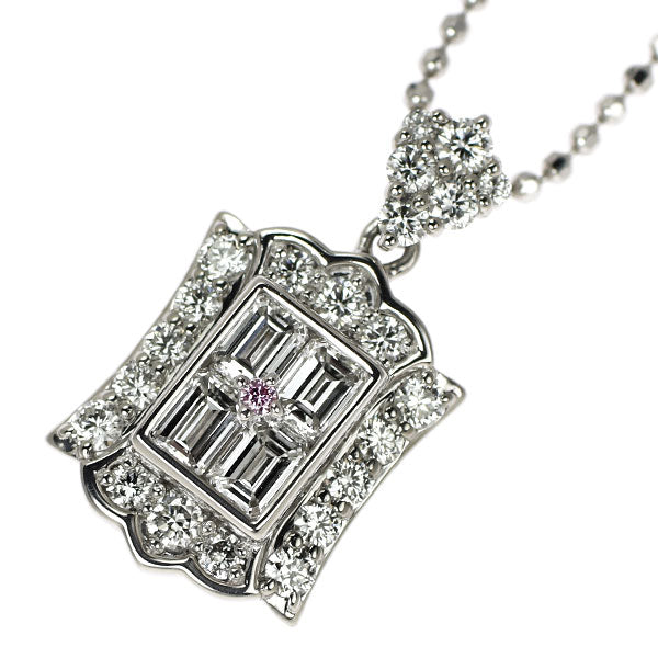 K.dion/ケーディオン 希少 Pt900/ Pt850 天然ピンクダイヤモンド ペンダントネックレス 0.008ct D0.97ct