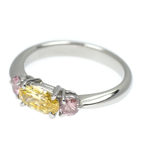 平和堂貿易 Pt950 天然イエロー/ピンク ダイヤモンド リング 0.576ct PD0.30ct