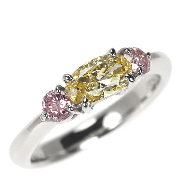 平和堂貿易 Pt950 天然イエロー/ピンク ダイヤモンド リング 0.576ct PD0.30ct