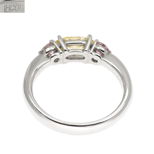 平和堂貿易 Pt950 天然イエロー/ピンク ダイヤモンド リング 0.576ct PD0.30ct