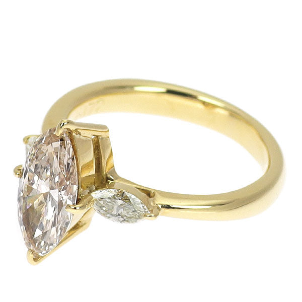 K18YG マーキスカット ダイヤモンド リング 1.172ct D0.245ct