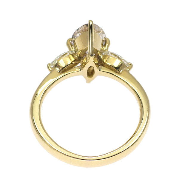 K18YG マーキスカット ダイヤモンド リング 1.172ct D0.245ct