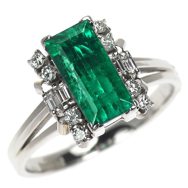 三越 Pt850 エメラルド ダイヤモンド リング 1.08ct