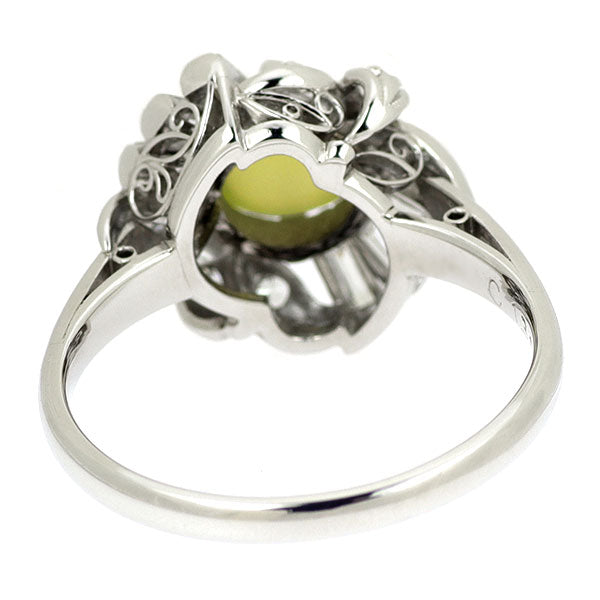Pt800 クリソベリルキャッツアイ ダイヤモンド リング 1.39ct