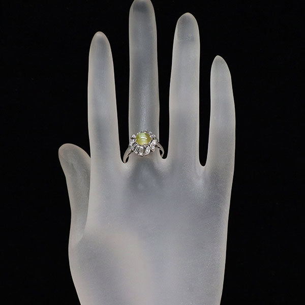Pt800 クリソベリルキャッツアイ ダイヤモンド リング 1.39ct