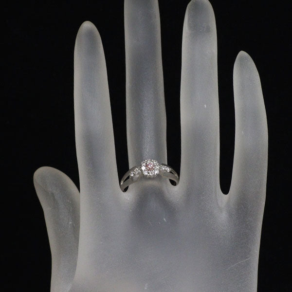 希少 Pt900 天然ピンク/カラーレス ダイヤモンド リング 0.082ct D0.35ct