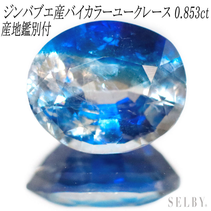 新品 産地鑑別付 ジンバブエ産バイカラーユークレース ルース 0.853ct 希少石 レアストーン【エスコレ】