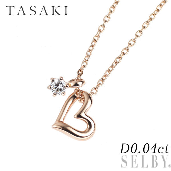 田崎真珠 K18PG ダイヤモンド ペンダントネックレス 0.04ct ハート 2Way