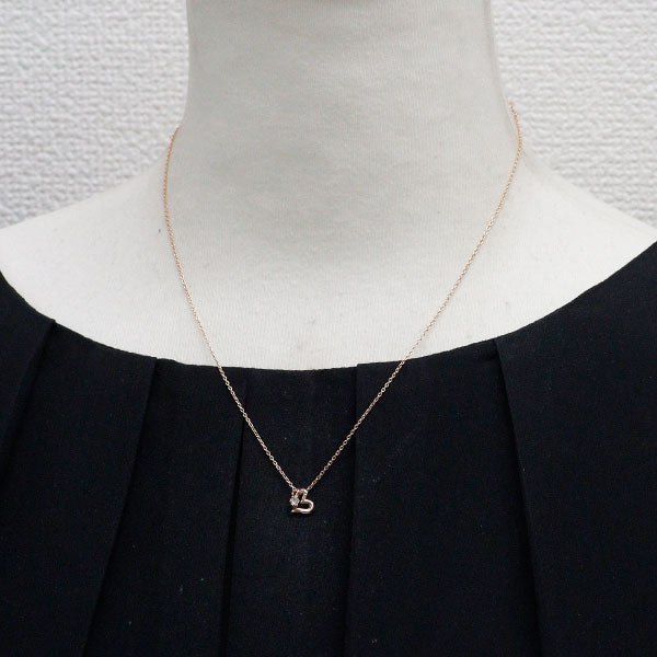 田崎真珠 K18PG ダイヤモンド ペンダントネックレス 0.04ct ハート 2Way