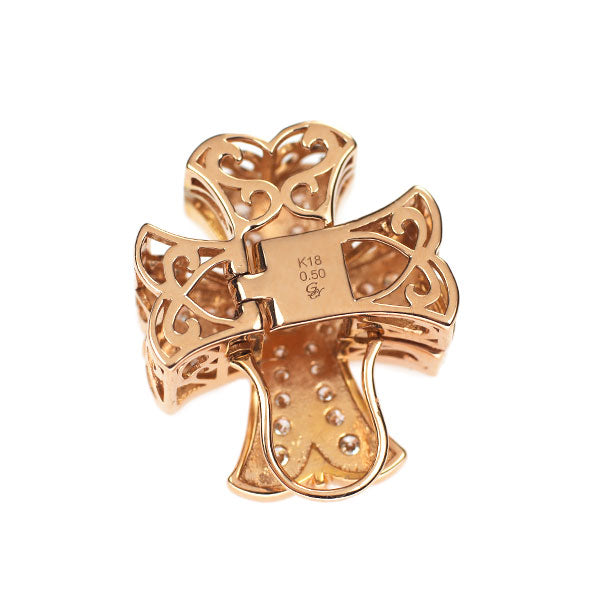 ゆきざき K18PG ダイヤモンド ペンダントトップ 0.50ct ダブルトップ クロス