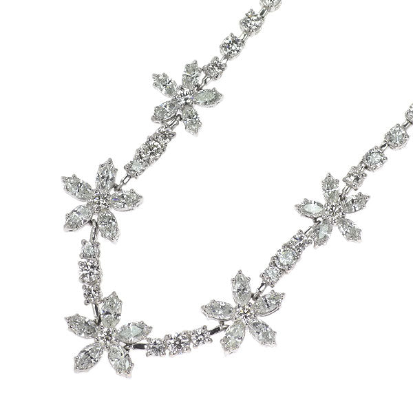 K18WG ダイヤモンド ネックレス 13.85ct フラワー