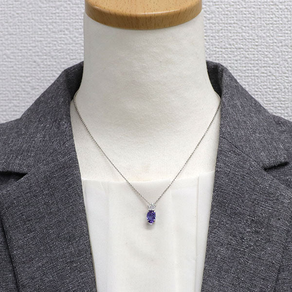 Pt900/ Pt850 タンザナイト ダイヤモンド ペンダントネックレス 2.15ct D0.19ct