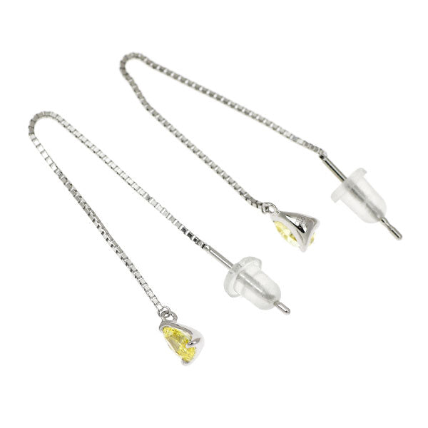 Pt950/ Pt900 ペアシェイプ 天然イエローダイヤモンド ピアス 0.463ct FIY VS2 アメリカン