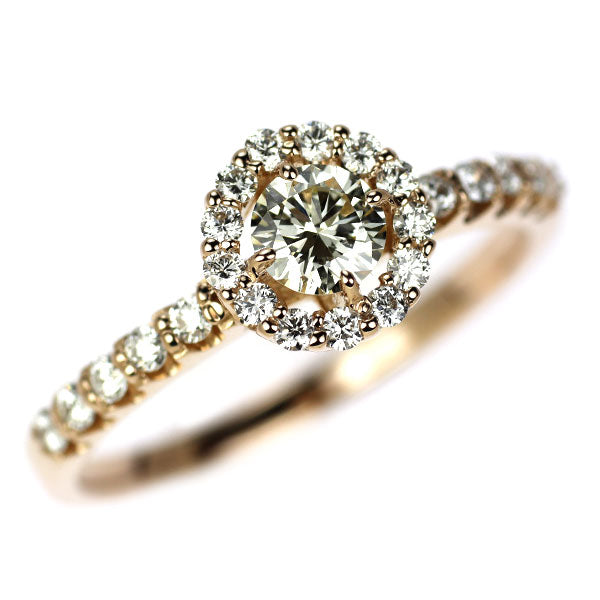 K18PG ダイヤモンド リング 0.32ct D0.30ct