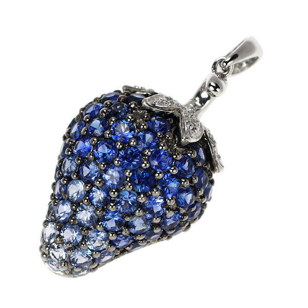 K18WG サファイア ダイヤモンド ペンダントトップ 2.91ct D0.03ct イチゴ