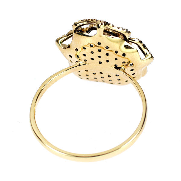 ブラックコーティング/ K18YG ブラック/カラーレス ダイヤモンド リング 1.00ct バラ フラワー ローズ