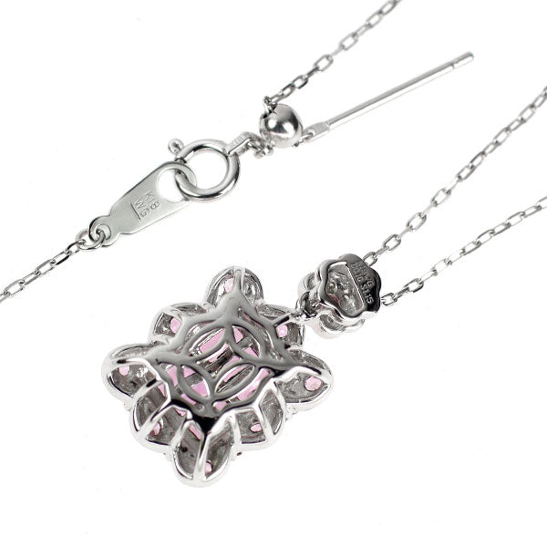 K18WG ピンクサファイア ダイヤモンド ペンダントネックレス 1.15ct D0.10ct