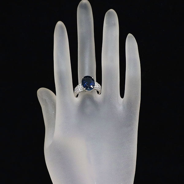 Pt900 インディゴライトトルマリン ダイヤモンド リング 4.570ct D0.624ct