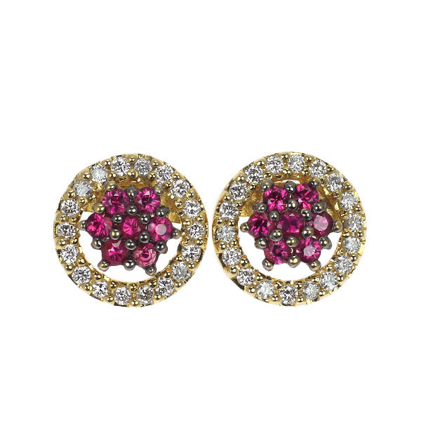 ブラックコーティング/ K18YG ルビー ダイヤモンド ピアス 0.28ct D0.20ct
