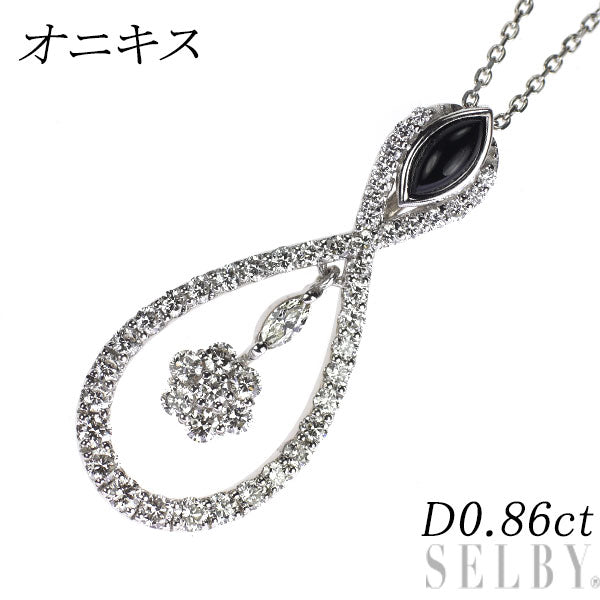 Pt900/ Pt850 オニキス ダイヤモンド ペンダントネックレス D0.86ct