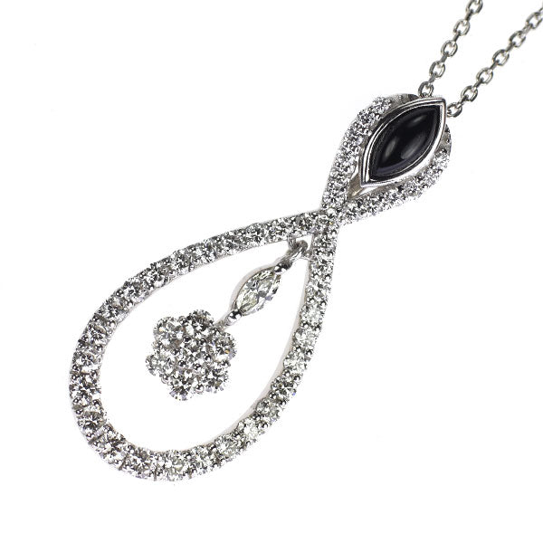 Pt900/ Pt850 オニキス ダイヤモンド ペンダントネックレス D0.86ct