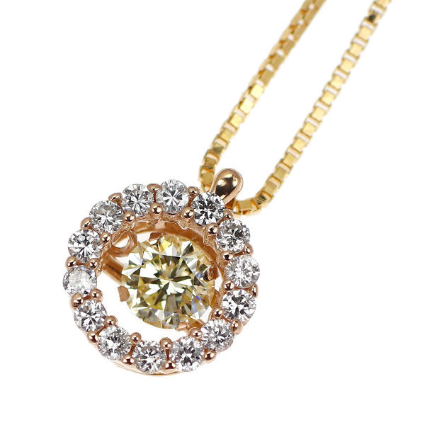 K18PG/ K18YG ダイヤモンド ペンダントネックレス 0.22ct D0.16ct ダンシングストーン