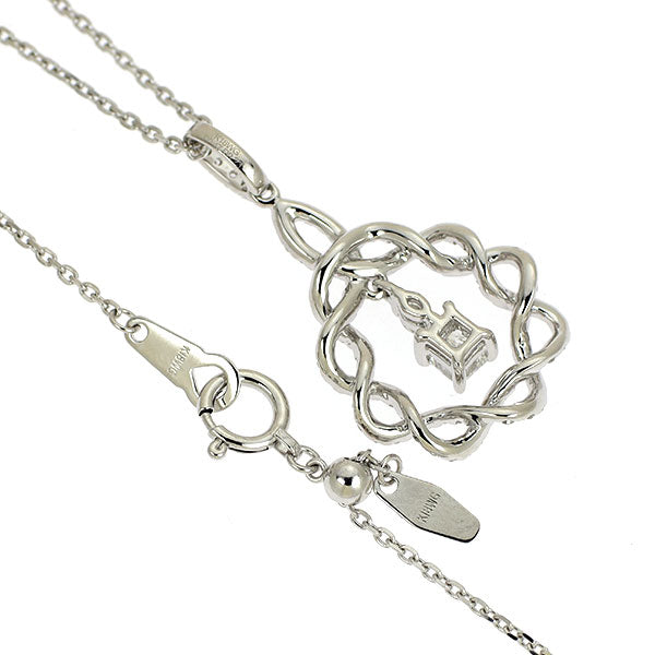 K18WG プリンセスカット ダイヤモンド ペンダントネックレス 0.23ct D0.47ct