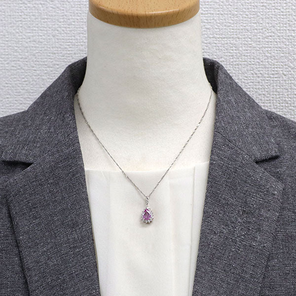 Pt900/ Pt850 インペリアルトパーズ ダイヤモンド ペンダントネックレス 1.35ct D0.71ct