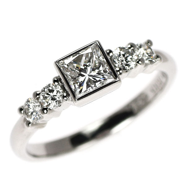 Pt900 プリンセスカットダイヤモンド リング 0.515ct G SI1 D0.24ct