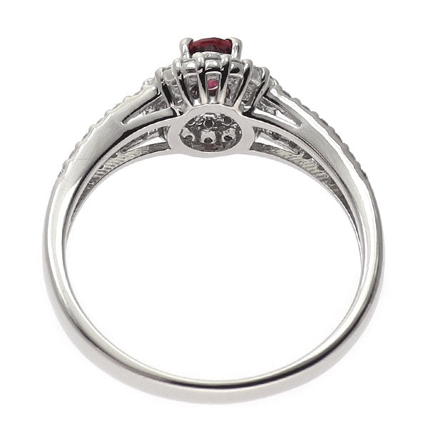Pt900 非加熱ピジョンブラッドルビー ダイヤモンド リング 0.32ct D0.29ct