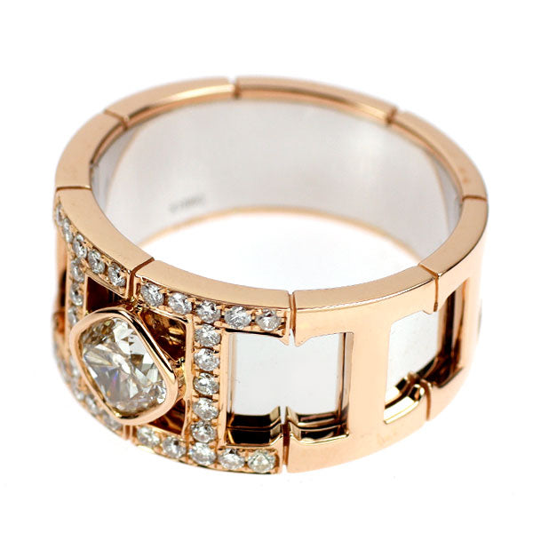 K18WG/PG クッションカット ダイヤモンド リング 1.006ct FB SI2 D0.37ct