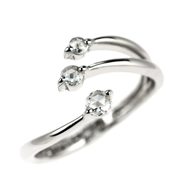 K18WG ローズカット ダイヤモンド リング 0.20ct 可動式