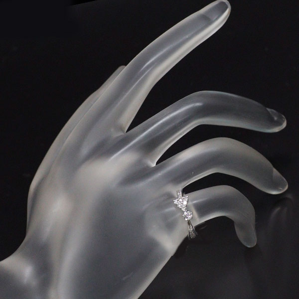 wish upon a star K18WG ダイヤモンド リング 0.102ct D0.20ct ピンキー 流れ星　