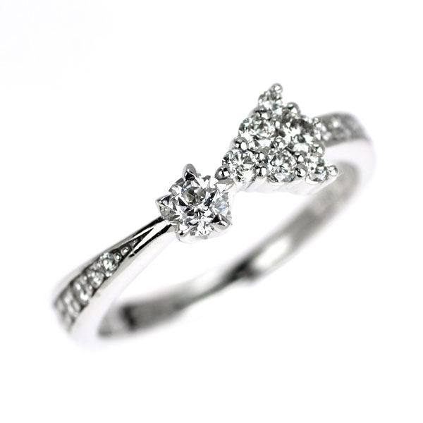 wish upon a star K18WG ダイヤモンド リング 0.102ct D0.20ct ピンキー 流れ星　