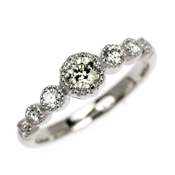 K18WG さくらカット ダイヤモンド リング 0.159ct M IF D0.11ct ピンキー