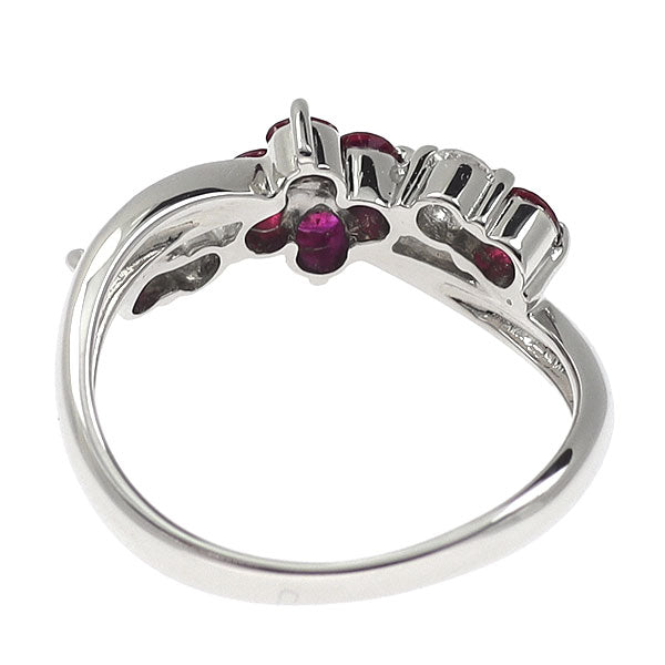 Pt900 ルビー ダイヤモンド リング 0.39ct D0.14ct フラワー