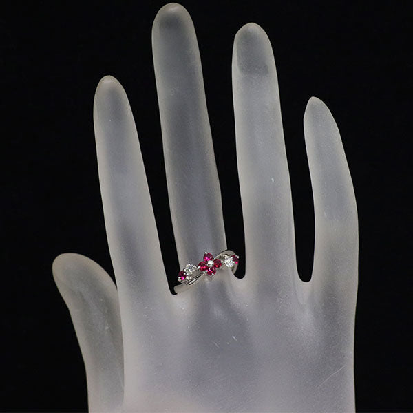 Pt900 ルビー ダイヤモンド リング 0.39ct D0.14ct フラワー