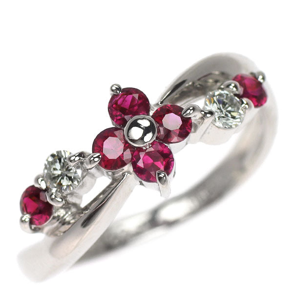 Pt900 ルビー ダイヤモンド リング 0.39ct D0.14ct フラワー