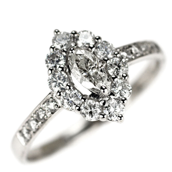 Pt900 マーキスカット ダイヤモンド リング 0.25ct D0.50ct