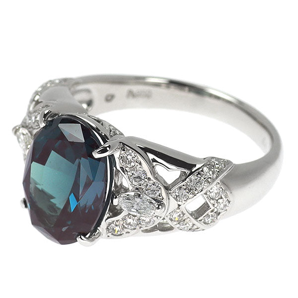 クレサンベール Pt950 再結晶 アレキサンドライト ダイヤモンド リング 4.68ct D0.50ct