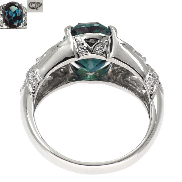 クレサンベール Pt950 再結晶 アレキサンドライト ダイヤモンド リング 4.68ct D0.50ct