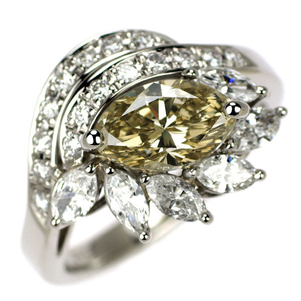 Pt900 マーキス ダイヤモンド リング 1.35ct D0.85ct