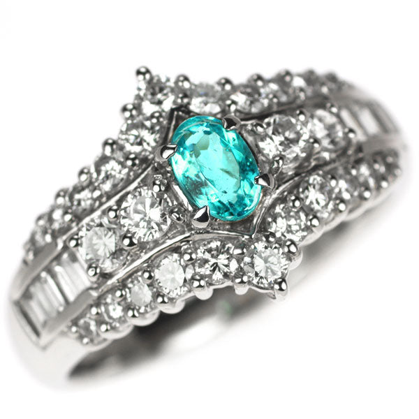 希少 Pt900 ブラジル産 パライバトルマリン ダイヤモンド リング 0.33ct D1.03ct