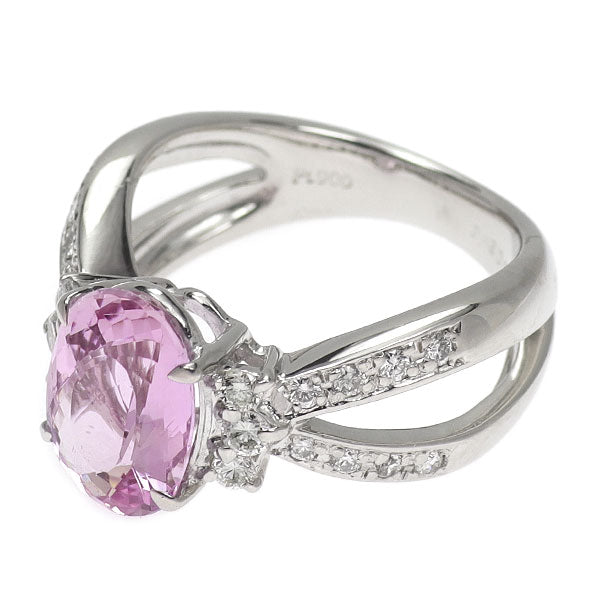 Pt900 ピンクトパーズ ダイヤモンド リング 3.08ct D0.38ct