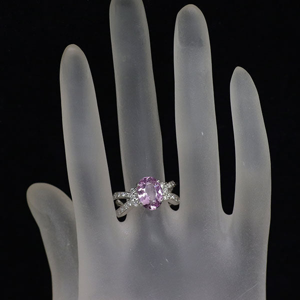 Pt900 ピンクトパーズ ダイヤモンド リング 3.08ct D0.38ct