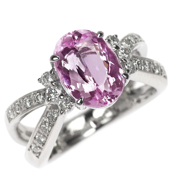 Pt900 ピンクトパーズ ダイヤモンド リング 3.08ct D0.38ct