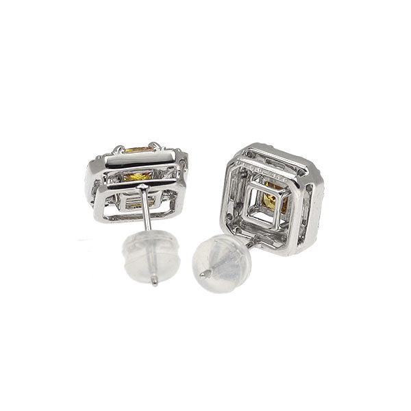 Pt900 天然オレンジダイヤモンド ピアス 0.867ct FDBYO SI2 D0.60ct